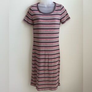 LOFT Multicolor Striped Midi Dress